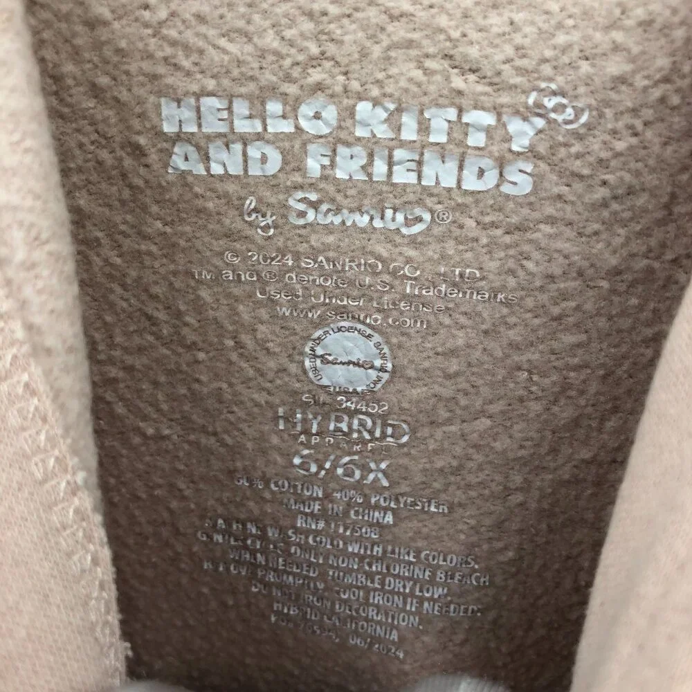 Sanrio Hello Kitty & Friends Hoodie Girls 6X/6 Peach Pullover Graphic Pink‎